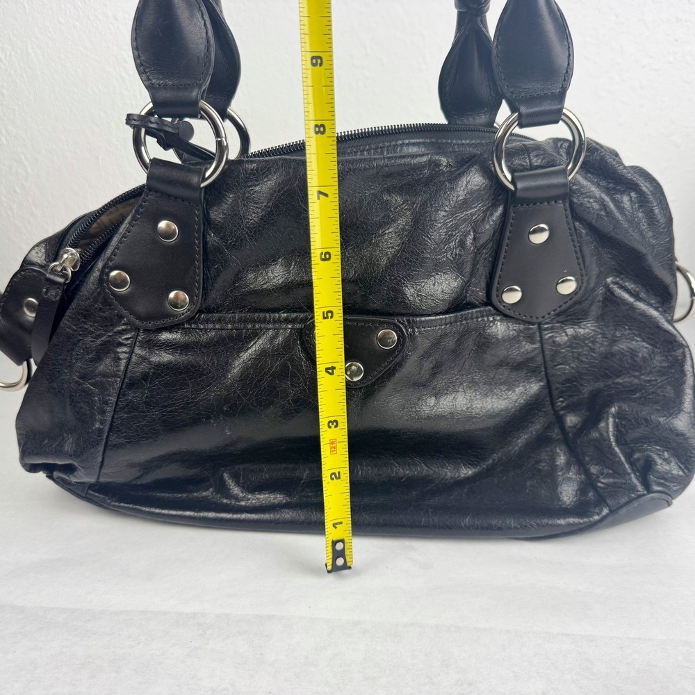 Ellington Black Leather Satchel and Tote Bag Set Silver Hardware 2 Pieces - Picture 1 of 6